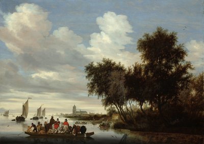 Paysage fluvial avec un ferry - Salomon van Ruysdael
