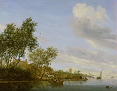 Paysage fluvial avec un bac - Salomon van Ruysdael