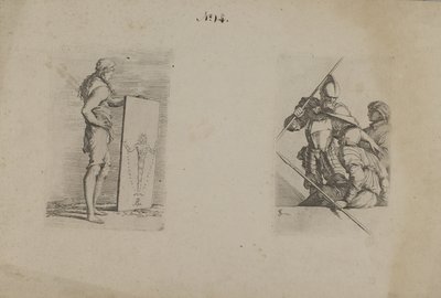 (Série de figurines) Homme aux cheveux longs tenant une pancarte - Salvator Rosa