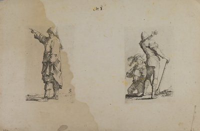 (Série de figurines) Homme debout avec chapeau long, pointant du doigt - Salvator Rosa