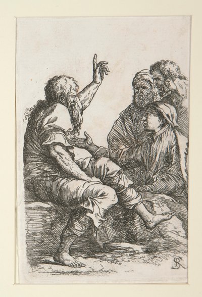 Un vieil homme parlant à trois hommes - Salvator Rosa