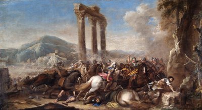 Scène de bataille avec colonnade classique, 17e siècle - Salvator Rosa