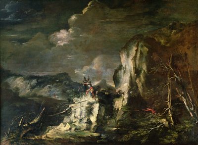Paysage Rocheux avec un Chasseur et des Guerriers - Salvator Rosa