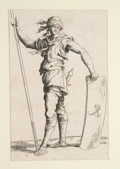 Soldat avec lance et bouclier - Salvator Rosa