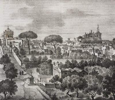 Vue est de Mesagne, Apulie, Italie (lithographie de Salvatore Puglia de Poliorama Pittoresco, n 45, 15 juin) - Salvatore Puglia