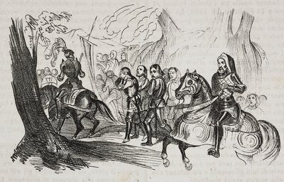 Retour des combattants à Barletta pour le défi, Apulie, Italie, lithographie de Salvatore Puglia de Poliorama Pittoresco, n 30, 1er mars - Salvatore Puglia