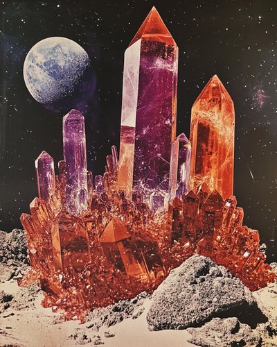 Paysage lunaire aux cristaux lumineux - Samantha Hearn
