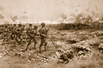 Leur dernier espoir : des soldats allemands démoralisés implorent la clémence des troupes britanniques avancées (litho) - Samuel (after) Begg