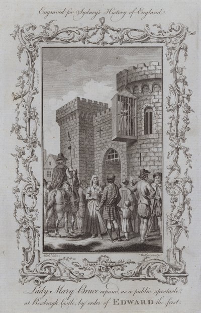 Lady Mary Bruce exposée en spectacle public au château de Roxburgh, par ordre d