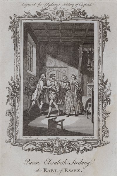 La reine Élisabeth frappant le comte d
