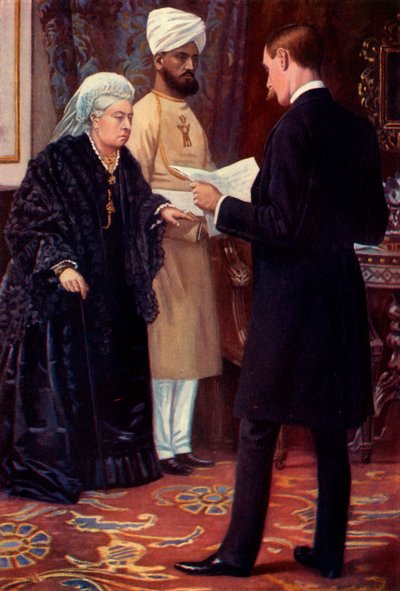 La reine écoutant une dépêche du front - Samuel Begg
