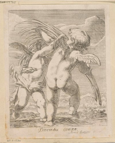 Deux putti se disputant une branche de palmier - Samuel Bottschild