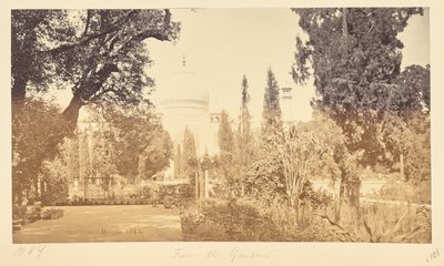 Agra; Der Taj, vom Garten aus - Samuel Bourne