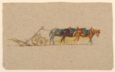 Étude de trois chevaux avec une charrue, France - Samuel Colman