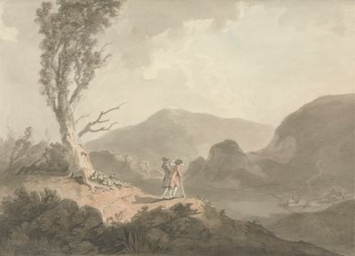 Deux hommes avec télescope regardant à travers une rivière - Samuel Davis