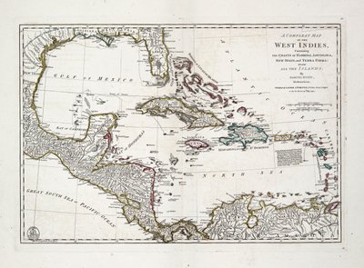 Carte complète des Antilles contenant les côtes de la Floride, de la Louisiane, de la Nouvelle-Espagne et de la Terre Ferme avec toutes les îles - Samuel Dunn