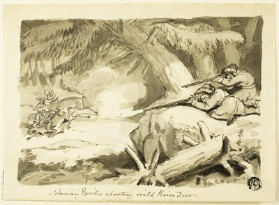 Exilés sibériens chassant le renne sauvage (recto); Coquille (verso) - Samuel Howett