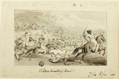 Tartares chassant le cerf (recto); Coquillage (verso) - Samuel Howett