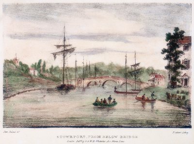 Stourport-on-Severn, Worcestershire, depuis le pont, vers 1795 - Samuel Ireland