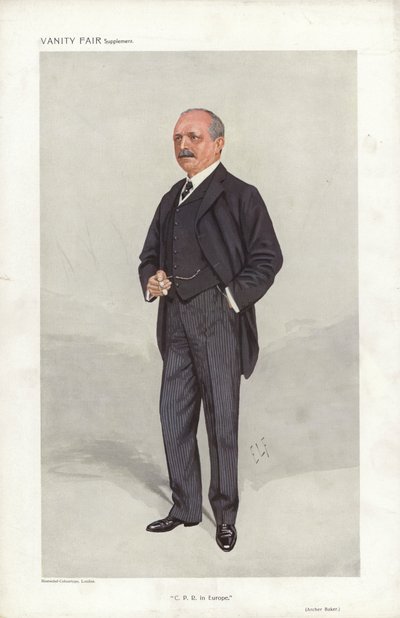 Archer Baker, C P R en Europe, caricature de Vanity Fair (lithographie en couleur) - Samuel Luke (after) Fildes
