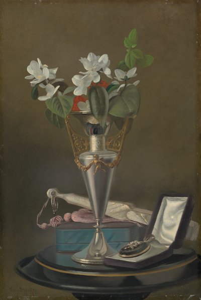 Nature morte avec éventail et pendentif, vers 1865-1875 - Samuel Marsdon Brookes
