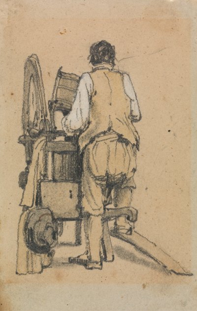 Un ouvrier vu de dos opérant une machine - Samuel Prout