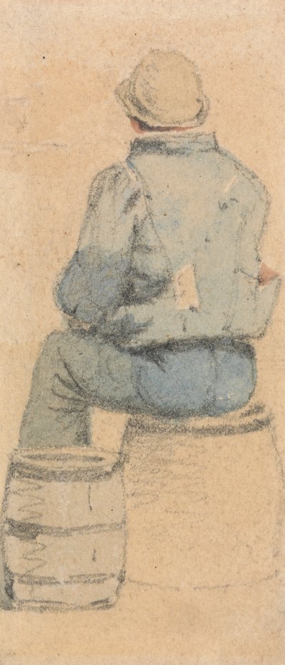 Un garçon paysan assis vu de dos - Samuel Prout