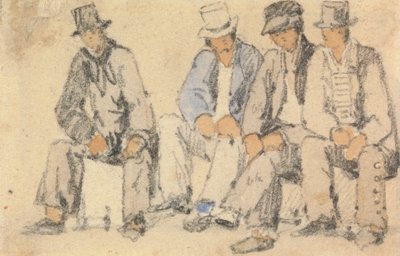Groupe de quatre hommes assis - Samuel Prout