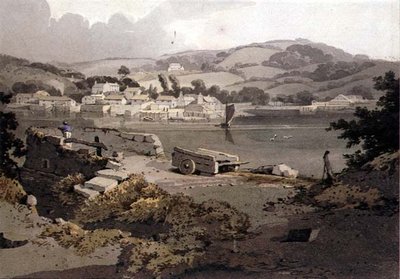 Paysage, avec rivière et village - Samuel Prout