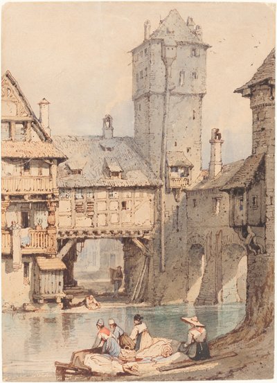 Blanchisseuses devant le Wasserturm, Nuremberg - Samuel Prout