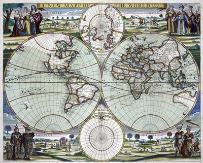 Une nouvelle carte du monde, vers 1702 (impression) - Samuel Thornton