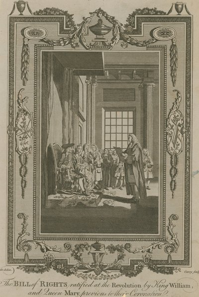 La Déclaration des droits ratifiée lors de la Révolution par le roi Guillaume et la reine Marie - Samuel Wale