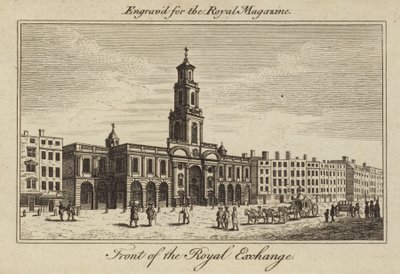 La façade de la Bourse Royale dans la Cité de Londres - Samuel Wale