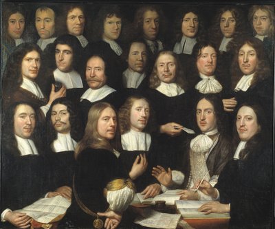 Portrait de groupe des maîtres et des officiers de la monnaie de Dordrecht - Samuel van Hoogstraten