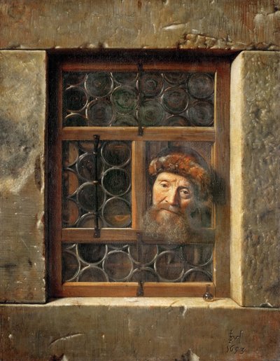Vieil homme à la fenêtre - Samuel van Hoogstraten