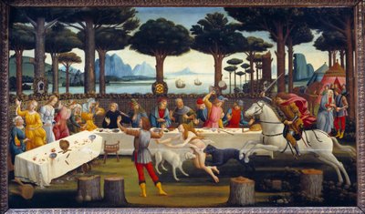 Histoire de Nastagio degli Onesti : Banquet dans la pinède - Sandro Botticelli