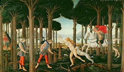 La Vision de Nastagio de la poursuite fantomatique dans la forêt : Scène I de L