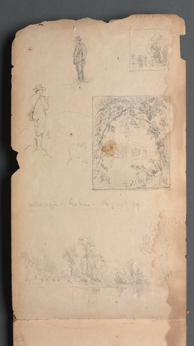 Carnet de croquis, page 01 : Autoportraits avec vignettes - Sanford Robinson Gifford