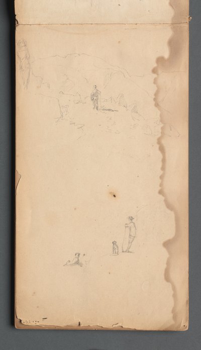 Skizzenbuch, Seite 02: Figur in einer Landschaft mit Hund - Sanford Robinson Gifford