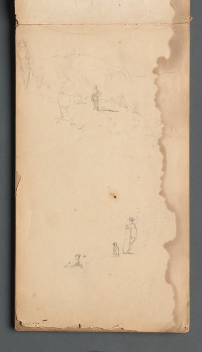 Carnet de croquis, page 02 : Figure dans un paysage avec chien, 1859 - Sanford Robinson Gifford