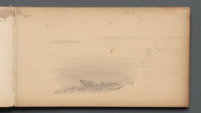 Carnet de croquis, page 04 : Paysage marin avec annotations de couleur, 1859 - Sanford Robinson Gifford