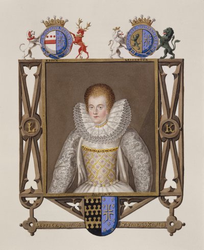 Portrait de Lettice Knollys (c.1541-1634) Fille de Sir Francis Knollys, des Mémoires de la Cour de la Reine Elizabeth, publié en 1825 - Sarah Countess of Essex