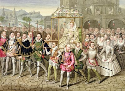 La reine Elizabeth I en procession avec ses courtisans (c.160003) de 
