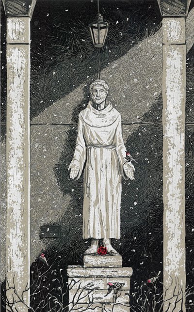 Saint François dans la neige, 2023 (peinture) - Sarah Drummond