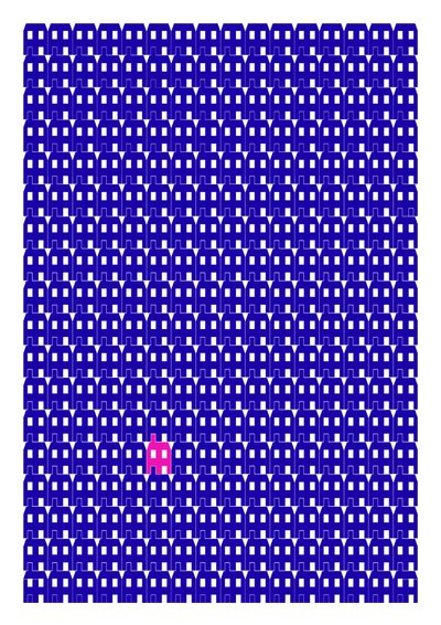 Blue Paper House Repeat Print, 2014 (giclée graphique) - Sarah Evans