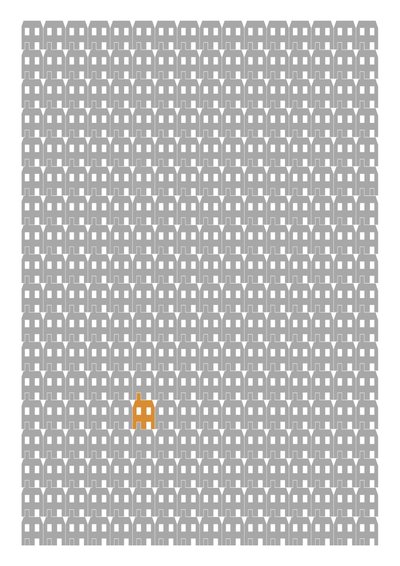 Grey Paper House Repeat Print, 2014 (giclée graphique) - Sarah Evans