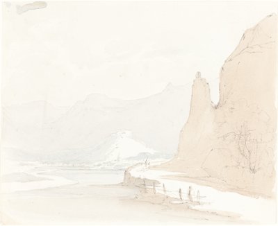 Paysage suisse avec un village au loin - Sarah Grace Lushington