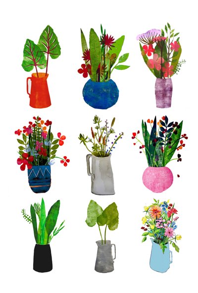 Vases et cruches 2021 (encre sur papier) - Sarah Thompson-Engels