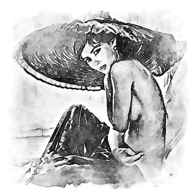 Femme avec un grand chapeau - SaskiaBJ