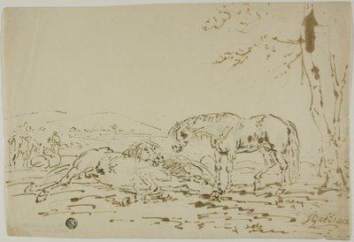 Paysage avec chevaux au premier plan - Sawrey Gilpin